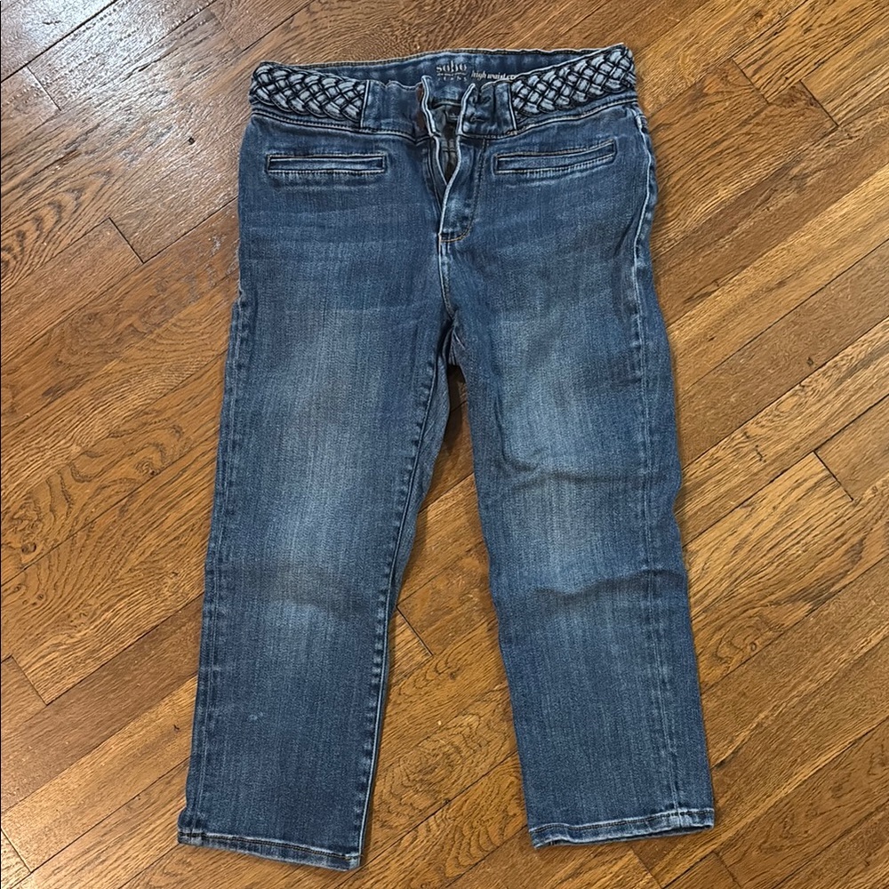 High Waisted Cropped Legging Jeans, Great Condition! Braid Waist Accent, Size 6